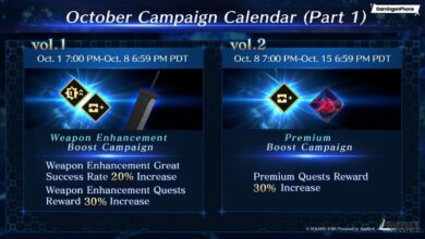 Final Fantasy VII Ever Crisis October Campaign Calendar