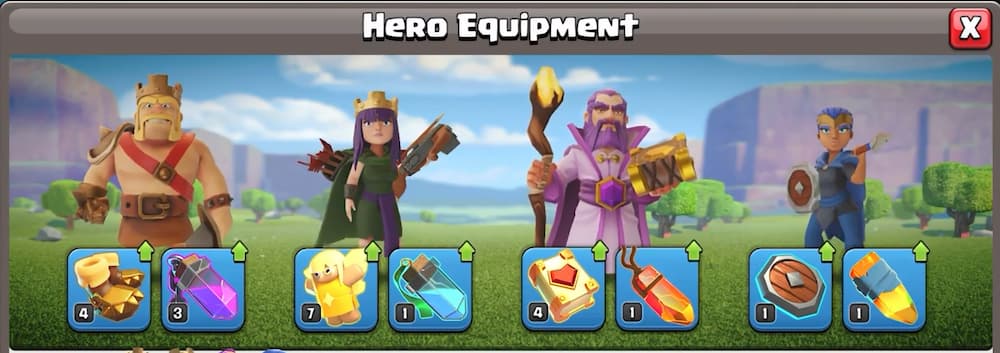 clash of clans hero equipment