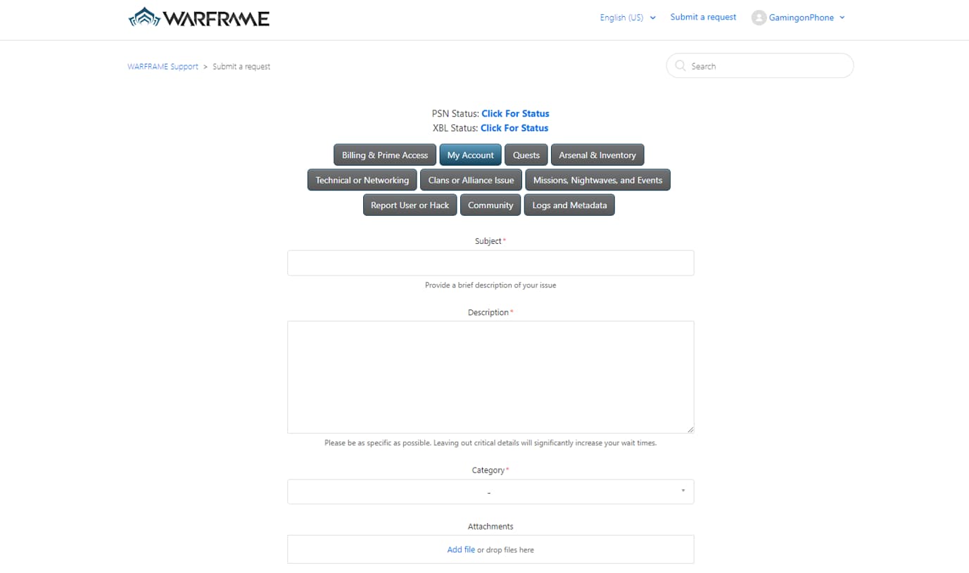 Warframe Mobile Customer Support